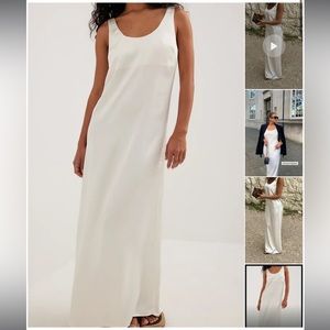 NWT NAKD Satin Maxi Slip Dress Off White